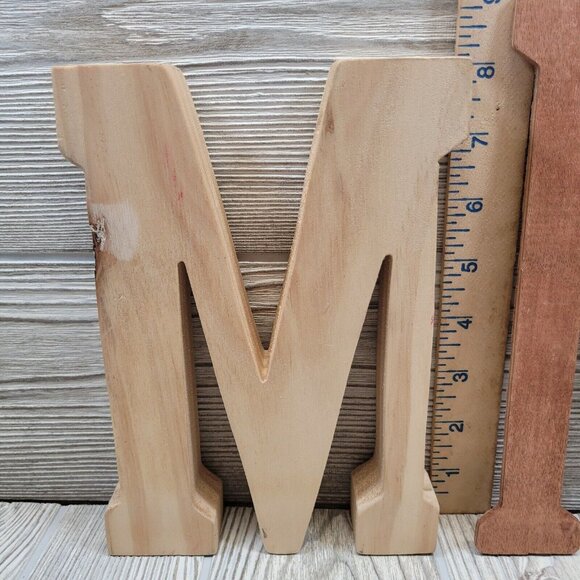 2 Unfinished Wooden Monogram Alphabet Letters Letter M Crafts Rustic Wall Decor - Picture 4 of 5